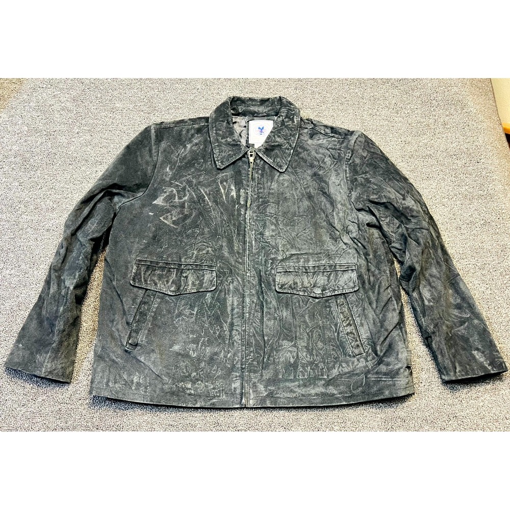 Vintage American Classics Suede Leather Jacket Mens XL Black Quilted Lined